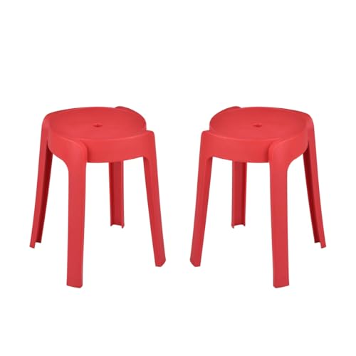 Image of Nilkamal Twist Sturdy and Durable Plastic Seating Stool | Set of 2 | for Living Room, Bedroom, Bathroom, Kitchen, Office | Bright Red