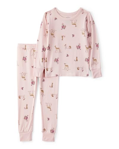 Carter's Girl PurelySoft Long-Sleeve 2-Piece Pajamas, Pink Woodland, 5T