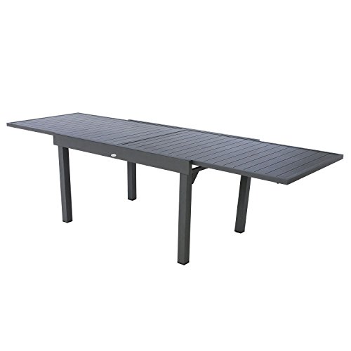 Hespéride Table de Jardin Extensible 10 Personnes Piazza - L. 135/270 cm - Noir Graphite