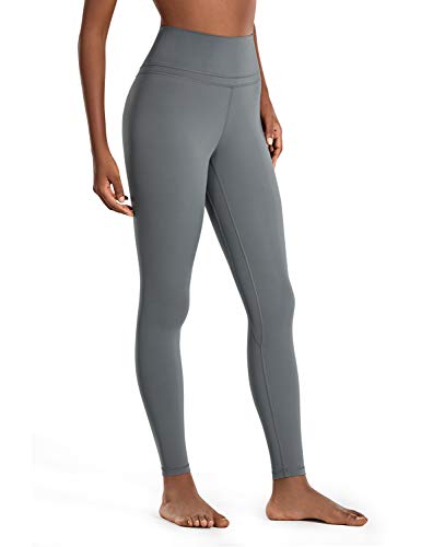 CRZ YOGA Mujer Naked Feeling Deportivos 7/8 Leggings Yoga Fitness Pantalon de Cintura Alta con Bolsillos-63cm Carbono Oscuro 42