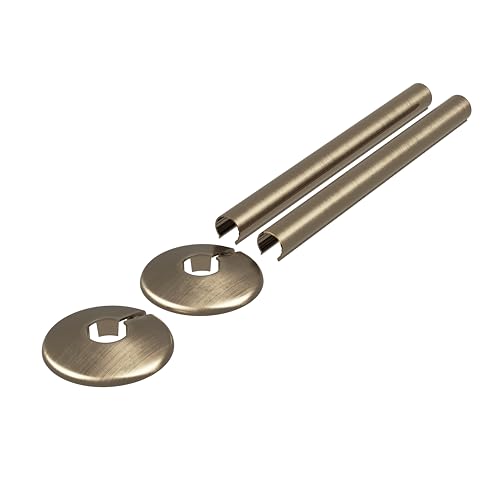 Metal Antique Brass Clip-On Radiator Pipe Covers & Collars - 15mm (2 Pack)