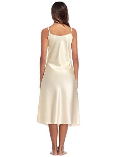 Sumeyuyu-Pijama-de-Satini-Mujer-Saten-Camison-Vestido-Largo-de-Seda-Saten-Camison-de-Mujer