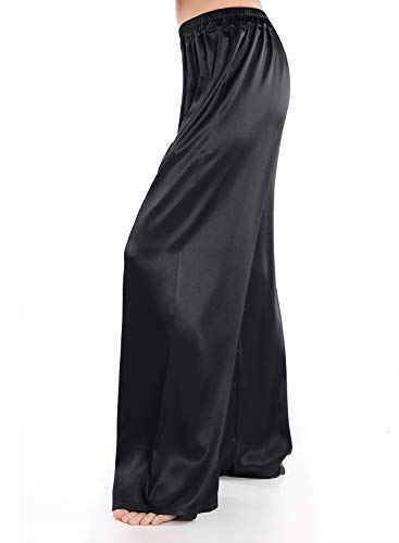 Wantschun Womens Wide Leg Pajama Pants Satin Silk Casual Loose Elastic Waist Lounge Pants Pj Bottoms2