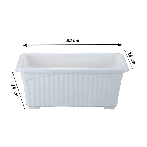 Image of Rectangular Plastic Pots for Plants, Window Flower Pots for Home, Window Display, Garden (Multicolor 14 inch - 1 pc)