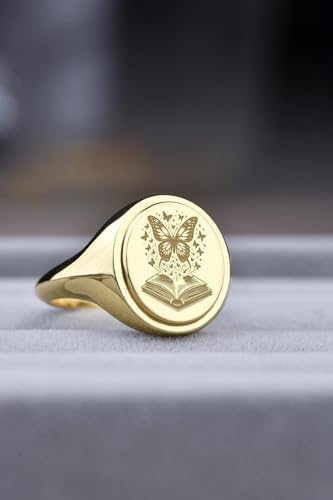 Chevalière ovale papillon en argent massif, le cadeau idéal - 4