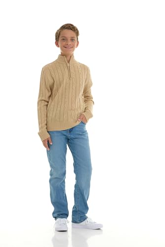 Amazon.com: Sezzit Boys Quarter Zip Cable Knit Sweater – Classic