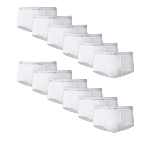 Hanes Men's Brief Underwear Pack, Cotton Briefs, Moisture-Wicking Underwear, Breathable, White, 6-Pack