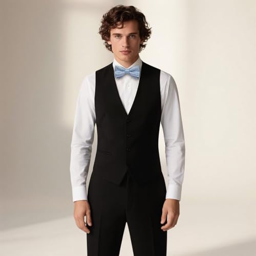 Image of DiBanGu Paisley Pre-Tied Bow Ties for Men Silk Adjustable Bowtie and Pocket Square Cufflinks for Wedding Party