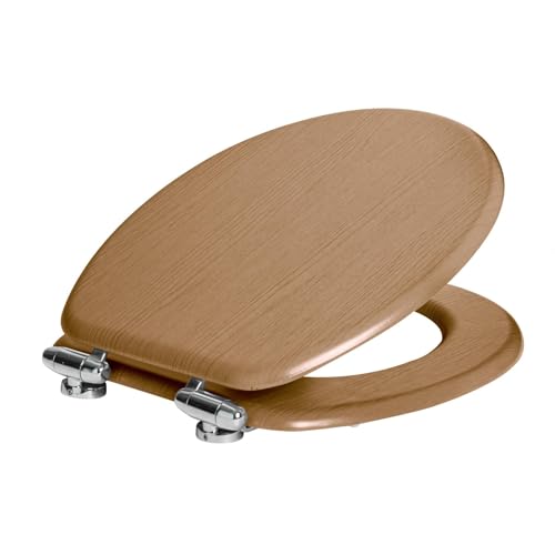 Harbour Housewares Soft Close Wooden Toilet Seat - Dark Oak - Pack of 1