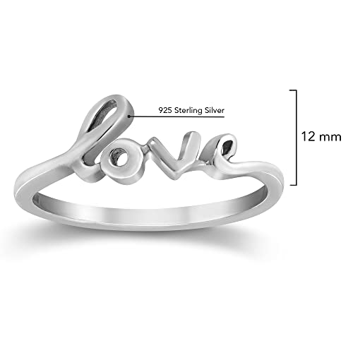 925 Sterling Silver Love Script Ring – Dainty Promise Ring for Women with Polished Word Design | Thin Anti-Tarnish Minimalist Band4
