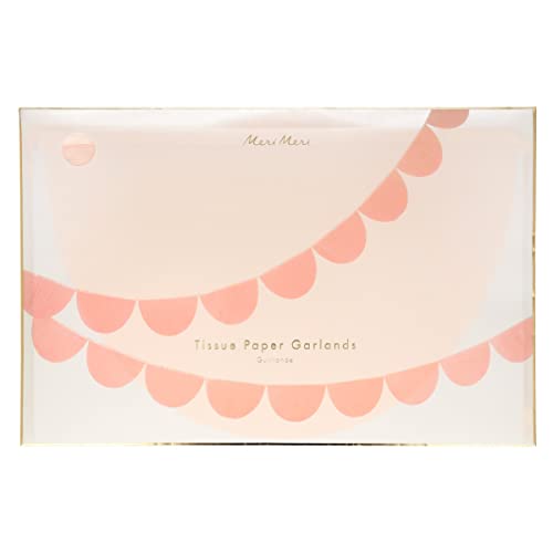 Image of Meri Meri Peach Scallop Pennant Banner (Pack of 2), 13' Party Banner Including Excess Cord, Garland Birthday Party Decorations