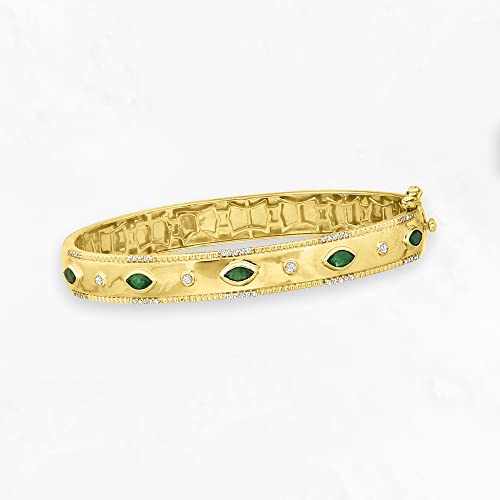 Ross-Simons 0.80 ct. t.w. Emerald and .26 ct. t.w. Diamond Bangle Bracelet in 18kt Gold Over Sterling3