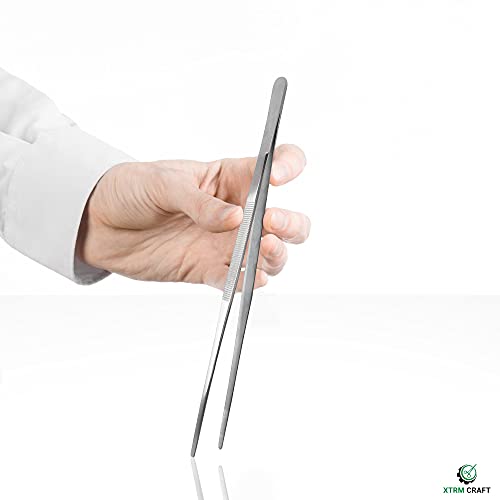 Xtrm Craft Thumb Dressing Forceps, Mulipurpose Tweezer Stainless Steel, Serrated Tip Straight 12 Inch #TOP2