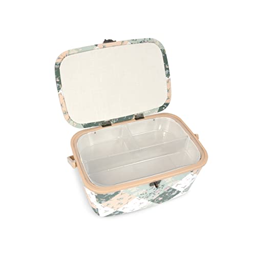 Dritz Large Oval Sewing Basket, Green Patchwork #TOP2