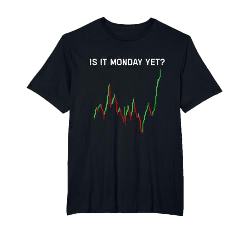 is It Monday Yet Shirt Funny Stock Market Humor T-Shirt, Men's Big and Tall, Black, 5X Tall