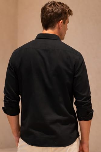 Image of Louis Philippe Men's Cotton Slim Fit Over Dyed Color Depth Comfortable and Durable Soft Handfeel Full Sleeve Solid Casual Shirt