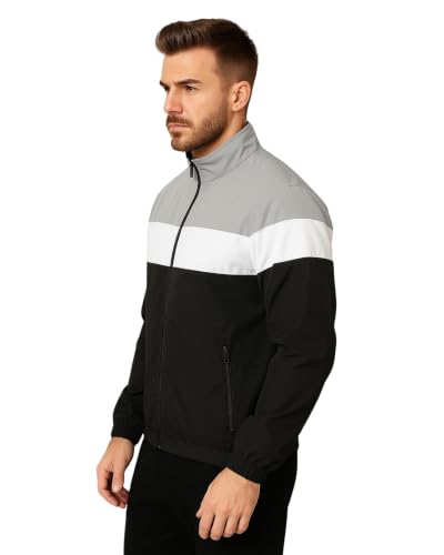 Image of Men's Lightweight Windcheater Zipper Jacket - Gym, Rider Winter Jacket for Men - Thin Wind Sheeter Zip-up Sports Jacket for Man