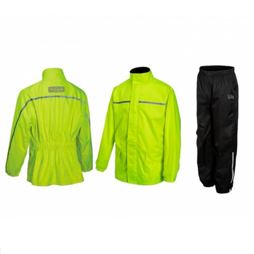 Moore Traje de Lluvia Rain Twill Fluo Negro – Impermeable 20,000 mm, Costuras Termoselladas, Alta Visibilidad. (Fluo y Negro, 6XL)