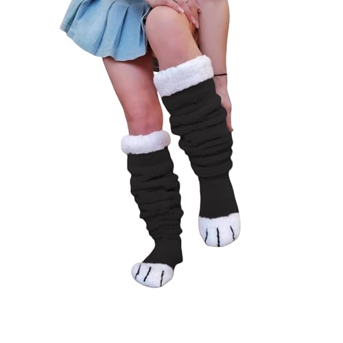 SOLILOQUY Fuzzy Socks for Women Cartoon Animal Paws Pattern Winter Warm Fleece Stockings Soft Comfy Christmas Thick Socks