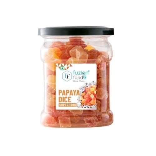 Fuzion Foodz Papaya Candy Dice - Dried Papaya Cubes - Dehydrated Papaya Dry Fruits - 100% Natural, Vegan, No Preservatives, No Added Sugar- 150 g, Pack of 1