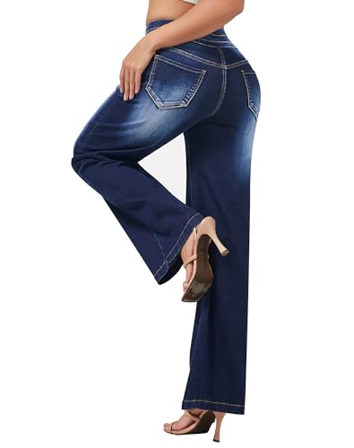 roswear Women's Wide Leg High Waisted Jeans Stretchy Trendy Denim Jeans2