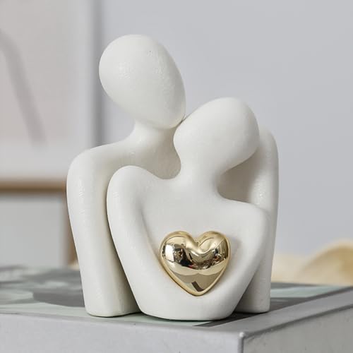 Romantic Couple Hugging Porcelain Statue - Modern Ceramic Decor - Image 2