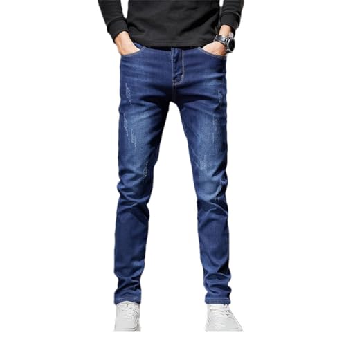 Men's Narrow Leg Jeans Basic Vintage Skinny Straight Leg Outside Denim Trousers Male Pants