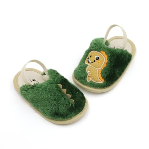 Soft Plush Lightweight House Baby Slippers for First Walking,Non Slip Dinosaur Slippers Baby Shoes for Indoor