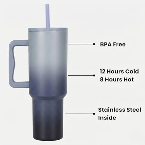 Image of CYNVEXA Tumbler with lid and Straw 1200ML Cup Stainless Steel Vacuum Insulated Tumbler for Water, Iced Tea or Coffee 1.2L Office Gym Travelling (Stone Wash)