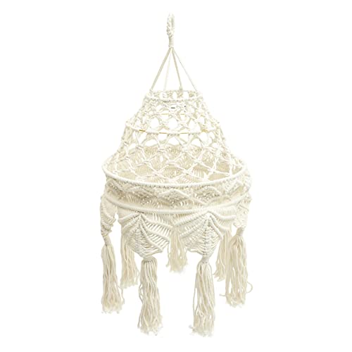 Makramee Lampenschirm Aus Papierseil, 16x16 Cm – Boho Deko Für Pendelleuchten & Kronleuchter