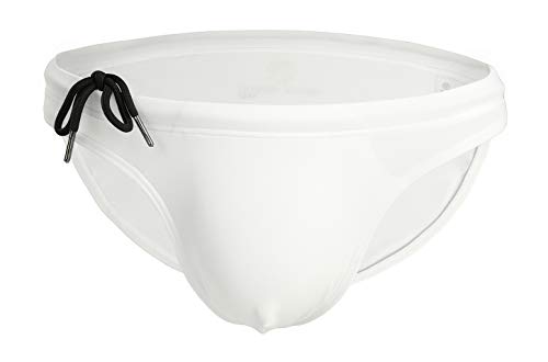 BRAVE PERSON Fashion Color Belt Men's Bikini Low Waist Swim Briefs (M / 28'', White)