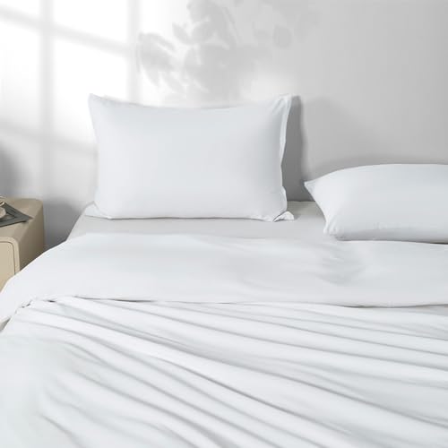 Image of 2 Pack Microfiber Queen Zipper Pillowcases, Soft Comfortable Not Shrink White Pillow Case, Breathable Pillow Cases Set of 2 (20x30 Inches)