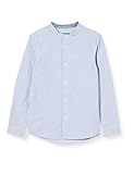  United Colors of Benetton Jungen Camicia Freizeithemd, Mehrfarbig (Bianco/Blu 902), 128 (Herstellergröße: Medium)