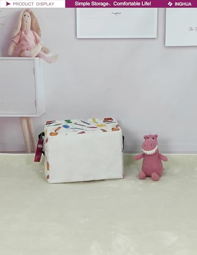 Image of Rectangular Storage Basket Fabric Organizer Bin for Toys,Books,Clothes,Gifts,Pets-Perfect for Home,Office,Nursery,Dorm,Shelf(Rec-colored pencil)