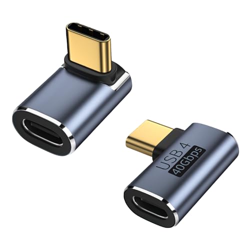 Adaptador USB C de 90 Grados, Adaptador USB C Macho a Tipo C Hembra de 40Gbps, Type-c Adaptador de Transferencia de Datos Compatible con Samsung, MacBook y más Dispositivos USB-C