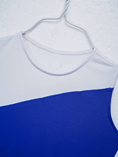 Tssoe Kids Girls Color Block Asymmetrical Lyrical Contemporary Dance Dress Sleeveless Praise Dance Tunic Bluewhite 10 Years #TOP5