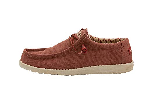 Image of Hey Dude Men's Wally Stretch Brick Size 10 | Men's Shoes | Men's Lace Up Loafers | Comfortable & Light-Weight