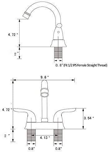 Vccucine Oil Rubbed Bronze Bathroom Faucet, Two Handle 4 Inch Centerset Bathroom Sink Faucet, Stainless Steel Rv Lavatory Vanity Faucet With Pop-Up Drain #TOP5