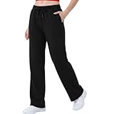 Smith & Solo Jogginghose Damen - Baumwolle Sporthose Lang, Traininghose Laufhosen Bequeme Jogger, Sweatpants Weites Bein mit elastischem Bund Yogahose, Schwarz XL