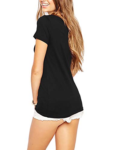 Beluring Women Shirt Short Sleeve Crew Neck Summer Soft Long TshirtsTee Tops Blouse2