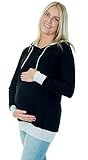 Top für stillende Mütter Divita Umstandspullover Stillpullover 3in1 Stillbluse (36/S, Schwarz)
