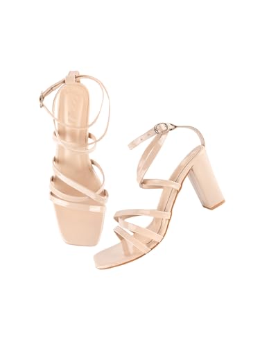 Image of Casual and Classy Block Heel Chunky Heel Sandals Light Weight Comfortable & Trendy Strappy Party Heels for Girls & Women