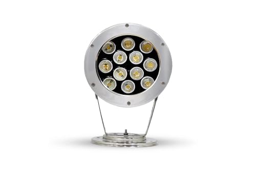 A K Lighting 12 LED 36 WATT Full SS Body Fountain Light | Underwater Waterproof Fountain Stand Light. (RED)