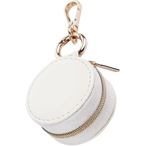 Image of Jewelry Ring Holder Keychain Small Portable Travel Sports Case, White