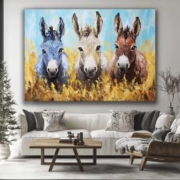 Impression sur toile âne peinture abstraite d'animaux 60x80cm moderne - 4