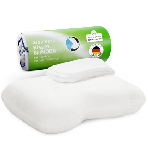 Orthopädisches Nackenstützkissen / Seitenschläfer-Kissen NuMOON zur Druckentlastung der HWS, Kopfkissen für Allergiker geeignet,...