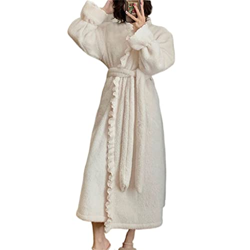 Autumn And Winter Facecloth Pajamas Female Long Section Coral Velvet Retro Pajamas Home Wear