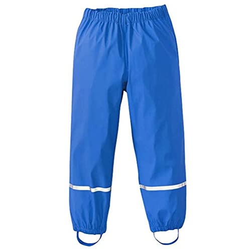 Eeneme Pantalon de pluie unisexe pour enfants - Coupe-vent - Imperméable - Pour les jeux en plein air - Bleu - 122/128 cm Cover