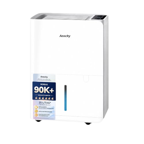 AEOCKY 25L/Tag Luftentfeuchter elektrisch, Wäschetrocknung, 2,7L Wassertank