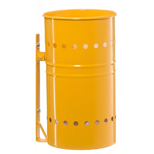 ANDRYS Cestino Porta Rifiuti da Esterno Appendibile con Staffa - Acciaio Zincato, 26x26x42 cm, Colore Giallo